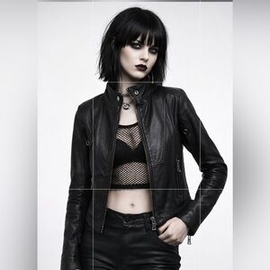 Tripp NYC Tiboa Vintage Leather Motorcycle Jacket Gothic Punk Biker Zip Black  M